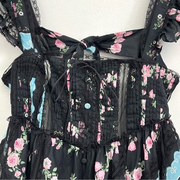 For Love & Lemons Leanne Lace Ruffles Open Back Babydoll Mini Dress - Small - Picture 7 of 14